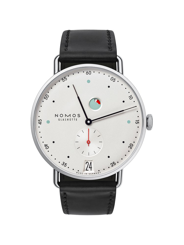 Nomos Glashütte Herrenuhr Metro Datum Gangreserve 1101