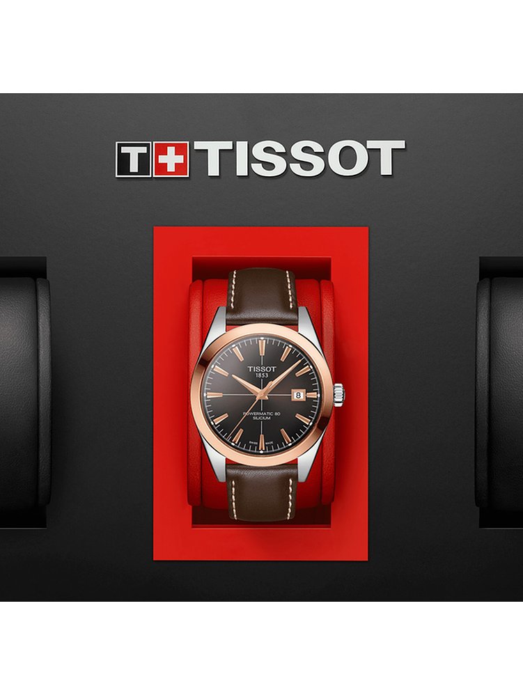 Tissot Herrenuhr Gentleman Powermatic 80 Silicium Solid 18K Gold bezel T9274074629100