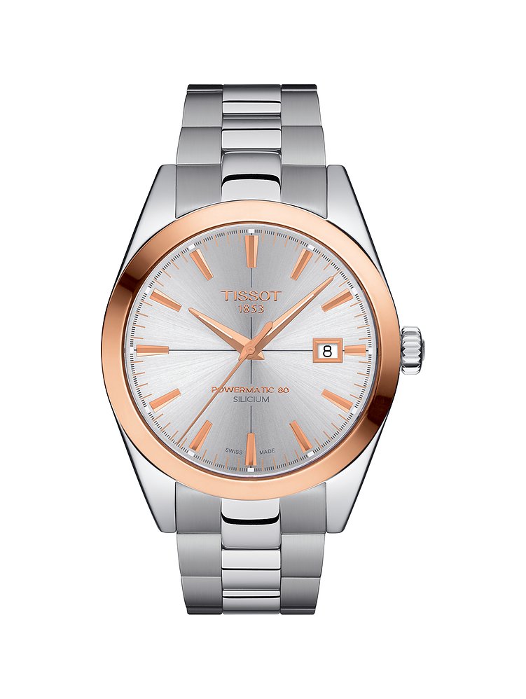 Tissot Herrenuhr Gentleman Powermatic 80 Silicium Solid 18K Goldlünette T9274074103100