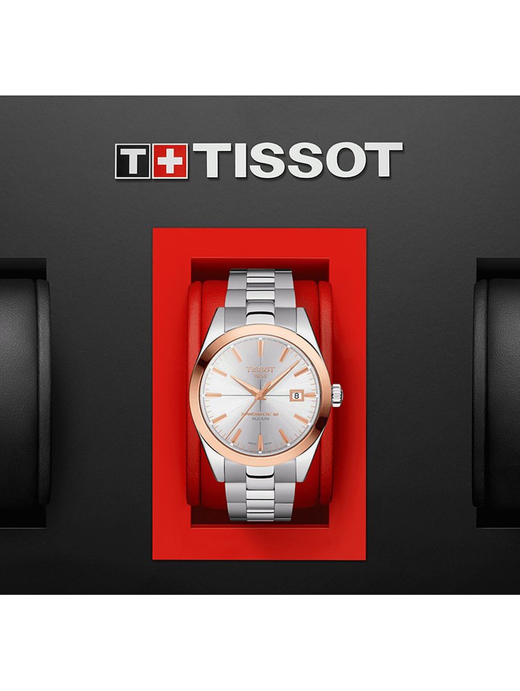 Tissot Herrenuhr Gentleman Powermatic 80 Silicium Solid 18K Gold bezel T9274074103100