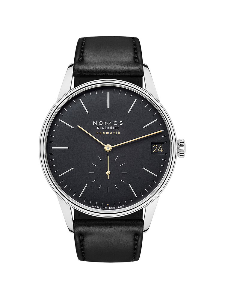 Nomos Glashütte Herrenuhr Orion neomatik 41 date new black 366