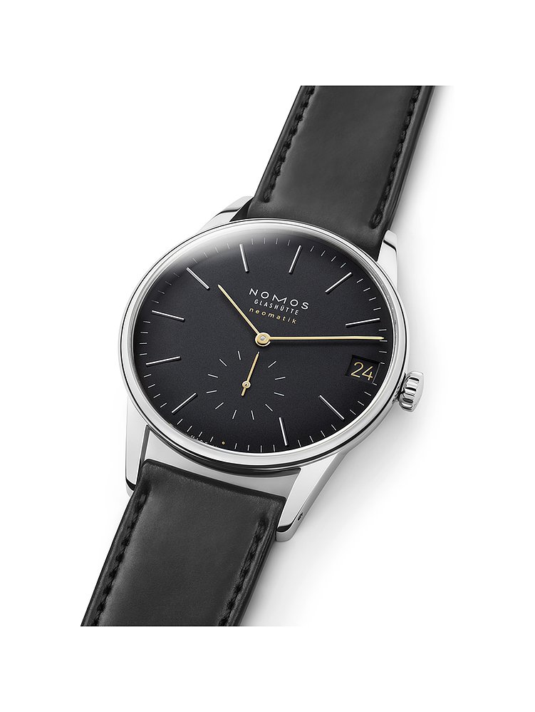 Nomos Glashütte Herrenuhr Orion neomatik 41 date new black 366