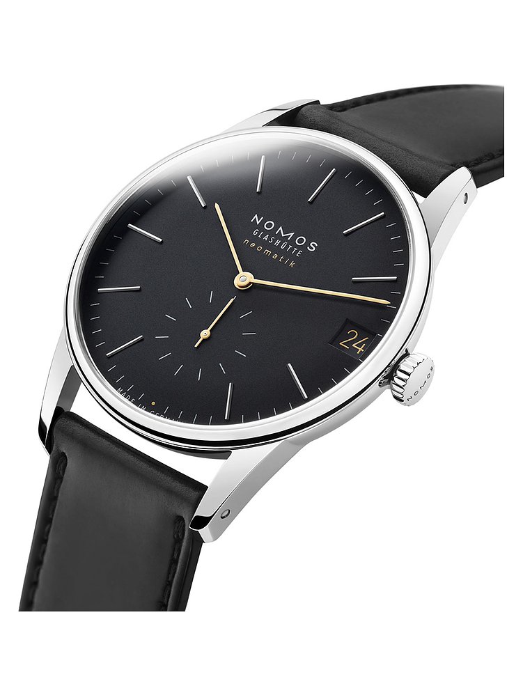 Nomos Glashütte Herrenuhr Orion neomatik 41 date new black 366