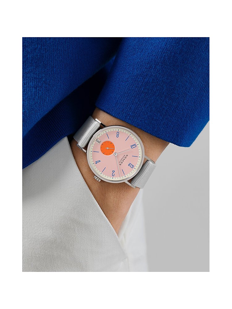 Nomos Glashütte Unisexuhr Tangente 38 Datum Flamingopink 179.S12 