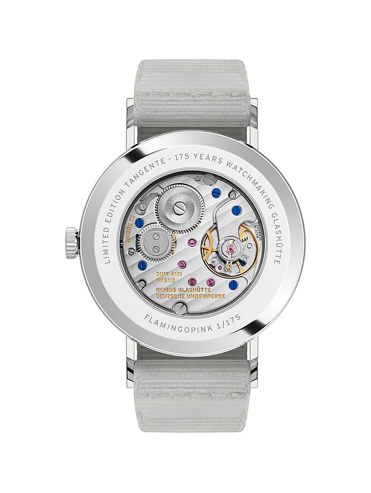 Nomos Glashütte Unisexuhr Tangente 38 Datum Flamingopink 179.S12 