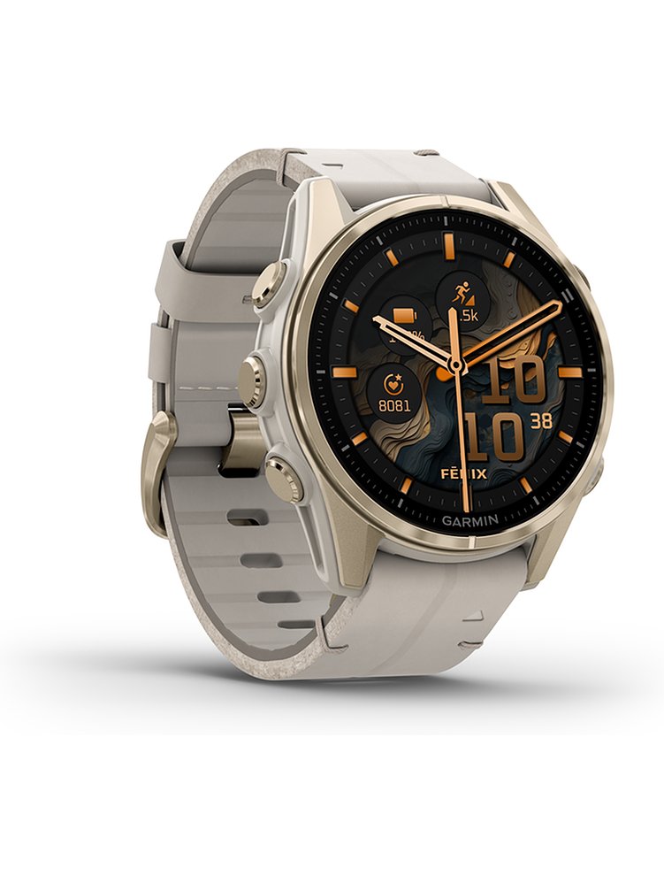 Garmin Smartwatch Fenix 8 - 43 mm AMOLED Sapphire Nebelgrau Softgold 010-02903-40