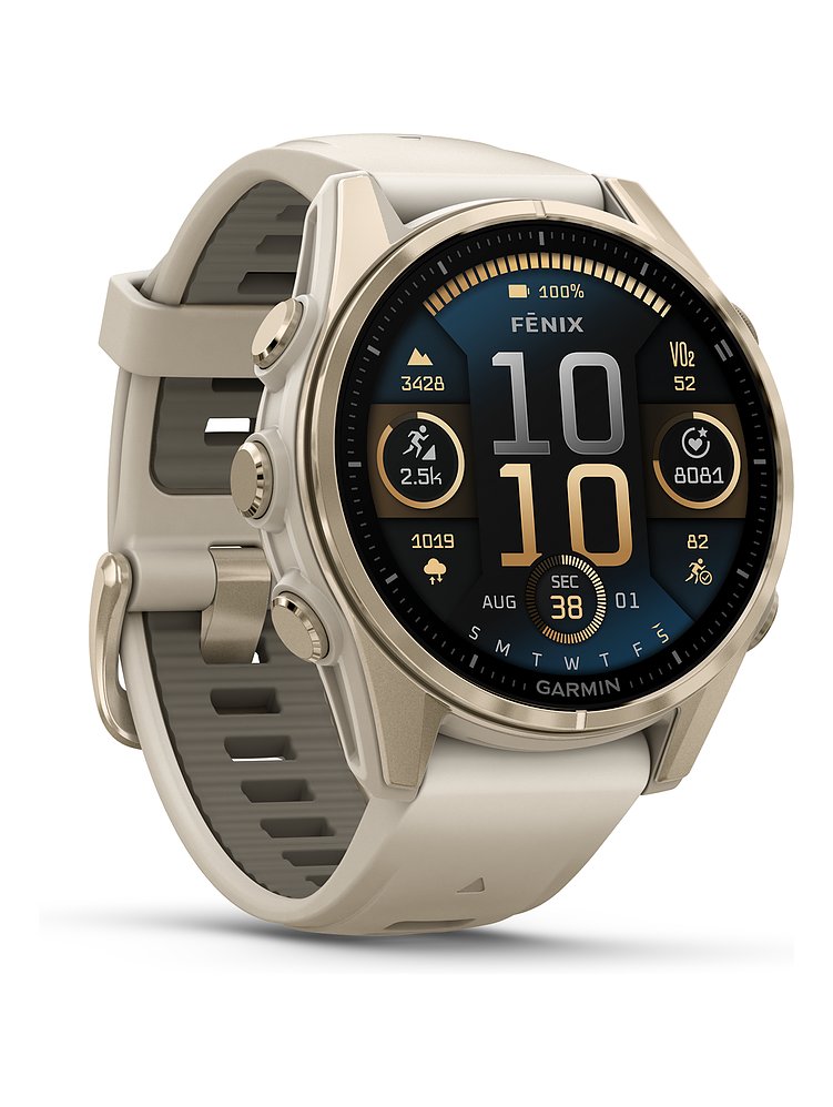 Garmin Smartwatch Fenix 8 - 43 mm AMOLED Sapphire Nebelgrau Softgold 010-02903-11