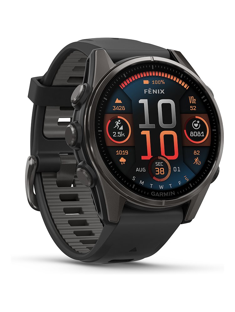 Garmin Garmin Smartwatch Fenix 8 43 mm AMOLED Sapphire Schwarz Carbongrau Titan 010 02903 21