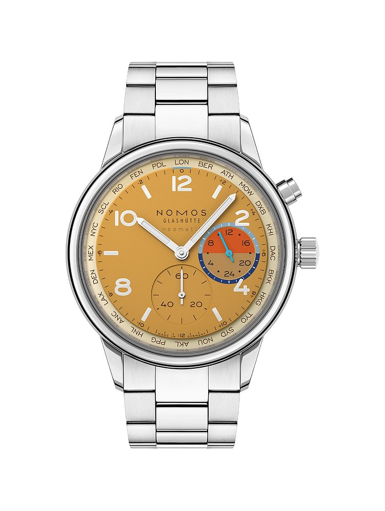 Nomos Glashütte Herrenuhr Club Sport neomatik Weltzeit Dune 790.S6