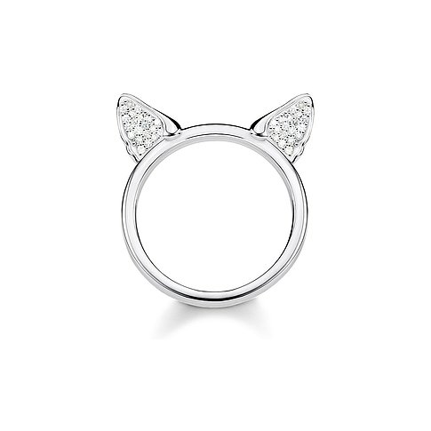 Thomas Sabo Ring aus 925er Silber mit Zirkonia im Katzenohren-Design.