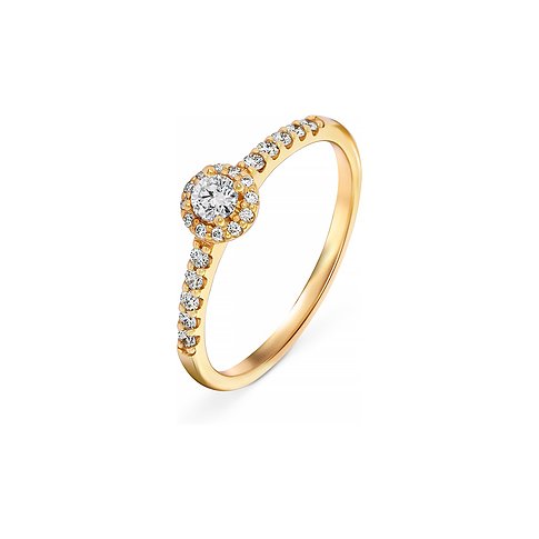 CHRIST Ring aus 585 Gelbgold mit Diamanten, als Solitärring mit Pavé-Fassung.