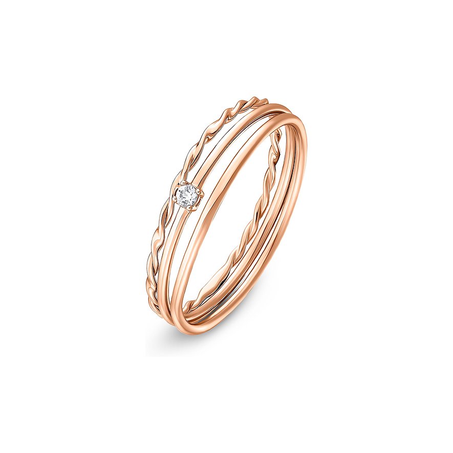 2. Chance - CHRIST Ring, Zirkonia, Damen, 925er Silber rhodiniert, roségold, Größe: 54