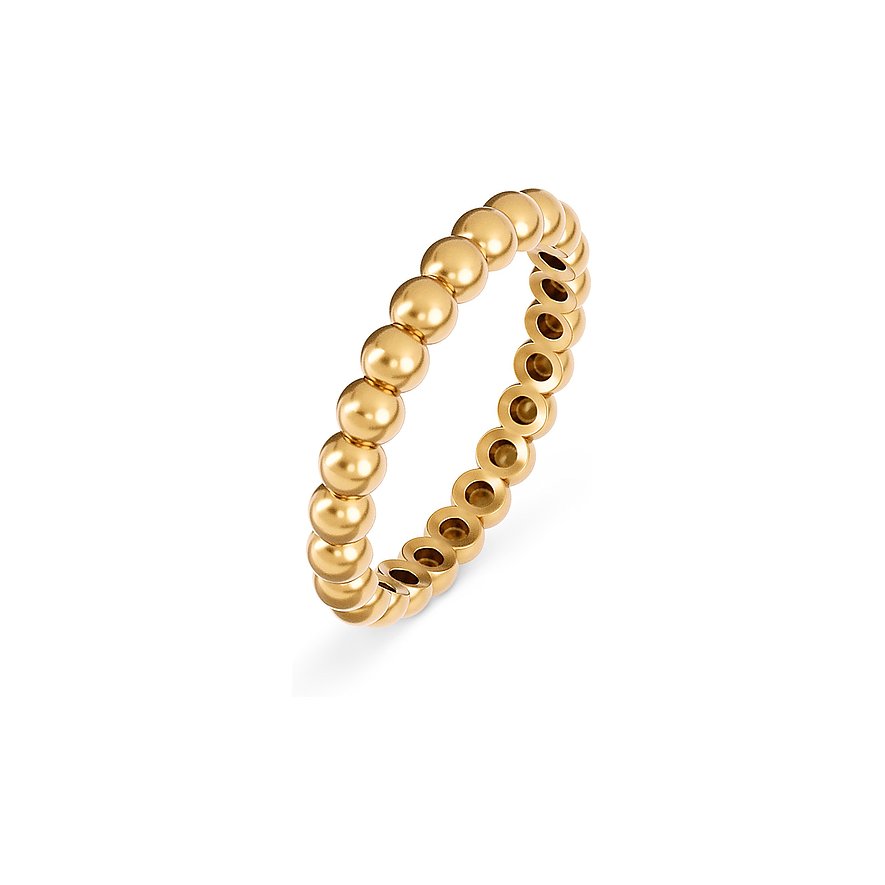 CHRIST Ring aus 585 Gelbgold, besetzt mit einer Reihe glänzender, goldener Kügelchen, die sich um den Finger winden.