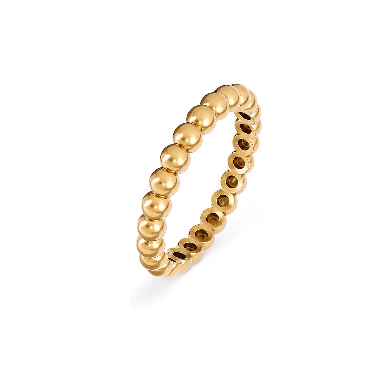 CHRIST Ring aus 585 Gelbgold, besetzt mit einer Reihe glänzender, goldener Kügelchen, die sich um den Finger winden.