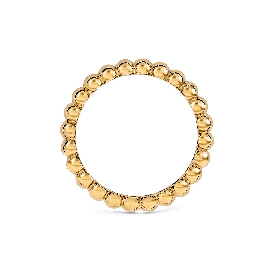 Ein gelbgoldener CHRIST Ring aus 585er Gelbgold mit einer durchgehenden Reihe kleiner, runder Kugeln.