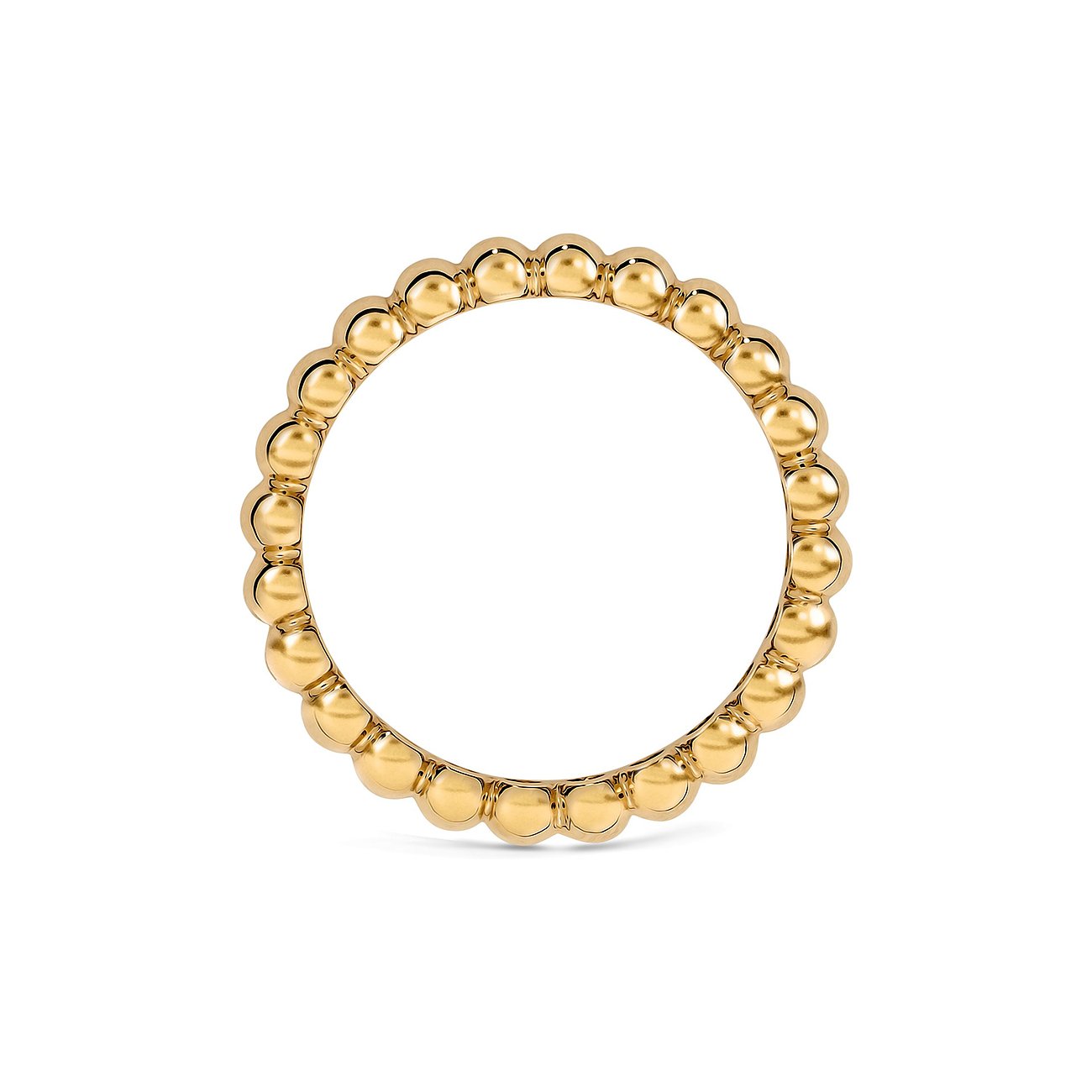 Ein gelbgoldener CHRIST Ring aus 585er Gelbgold mit einer durchgehenden Reihe kleiner, runder Kugeln.