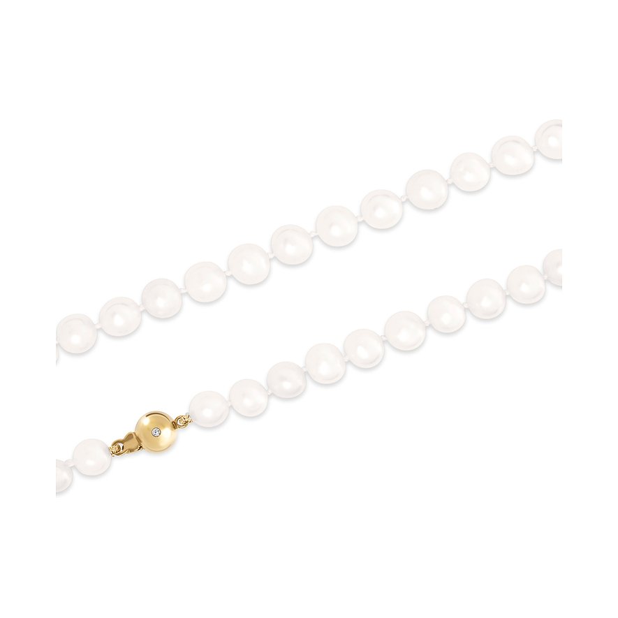 YAMOKO Perlenkette aus 585 Gelbgold mit Perlen und einem Stein.