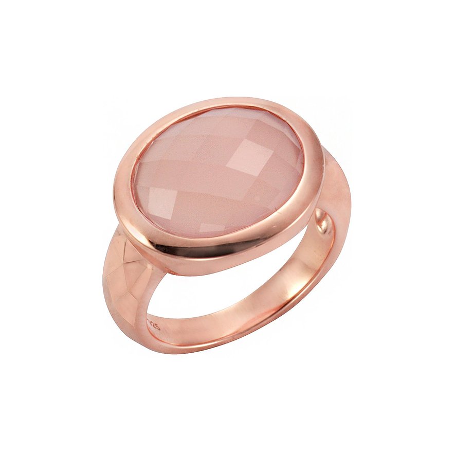 2. Chance - Jamelli Damenring 286270001-1-054, Chalcedon, Damen, 925er Silber, roségold, Größe: 54