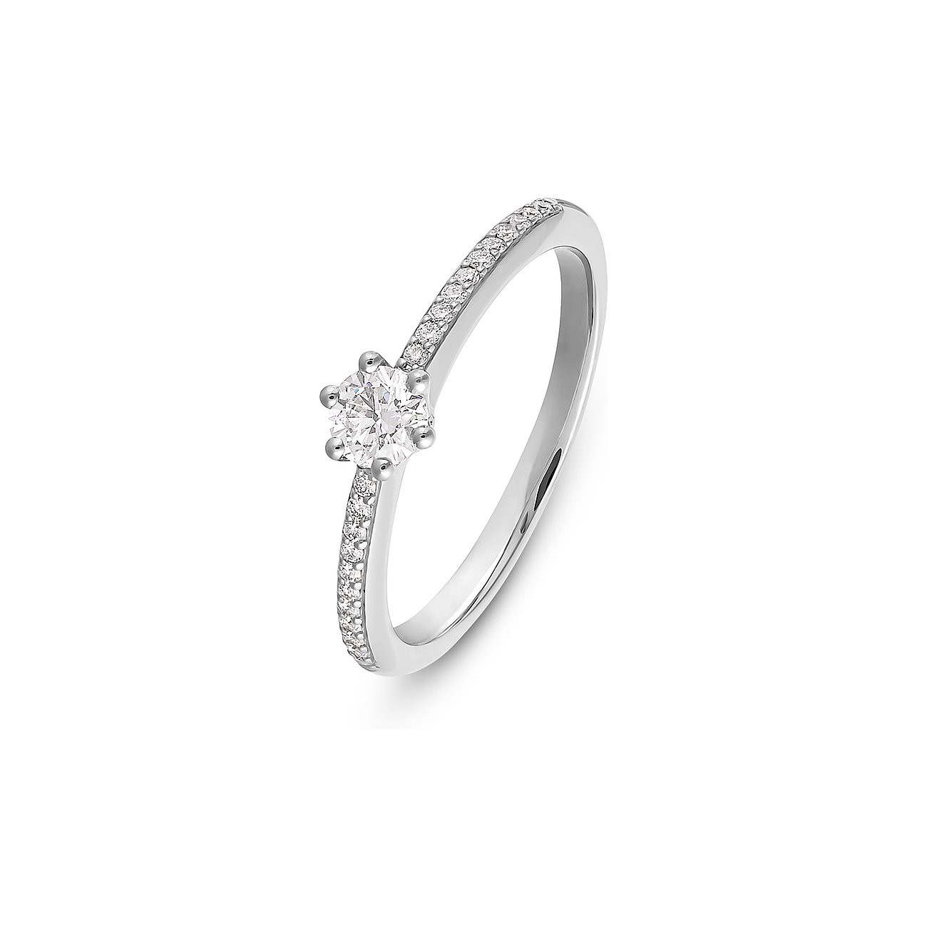 CHRIST Ring aus 585 Weißgold mit Diamanten im Solitär-Schliff.