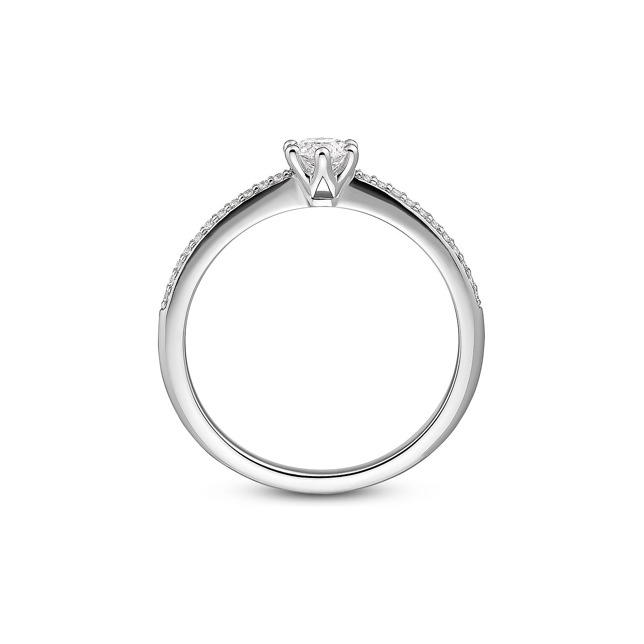 CHRIST Ring aus 585 Weißgold mit Diamanten und Solitärfassung.