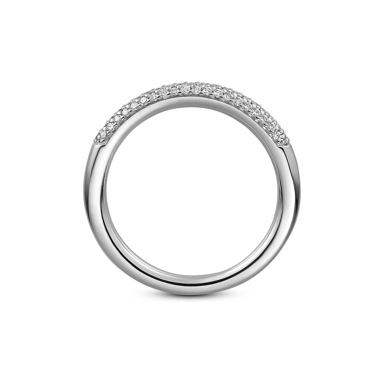 CHRIST Ring aus 585er Weißgold, besetzt mit funkelnden Diamanten als halbes Memoire von oben.