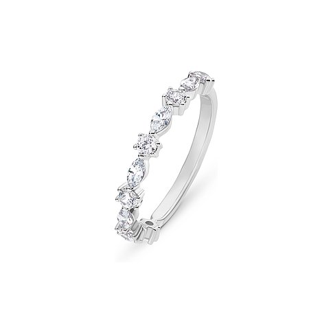 FAVS Ring aus 925er Silber mit Zirkonia, als Memory-Ring mit ovalen und runden Steinen.
