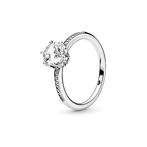 Pandora Ring aus 925er Silber mit Zirkonia und Herz-Symbol.