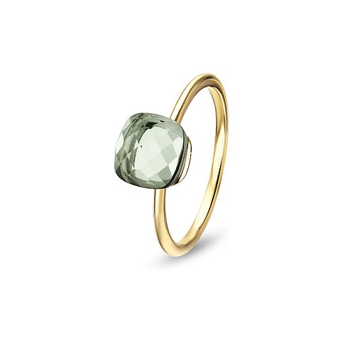 CHRIST Ring aus 585 Gelbgold mit facettiertem Prasiolith.