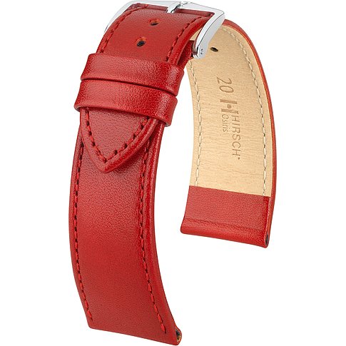 Hirsch Armband aus Leder, rot, mit silberfarbener Schließe.