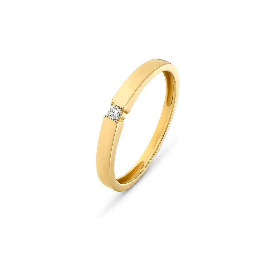CHRIST Ring aus 375 Gelbgold mit einem Diamanten.