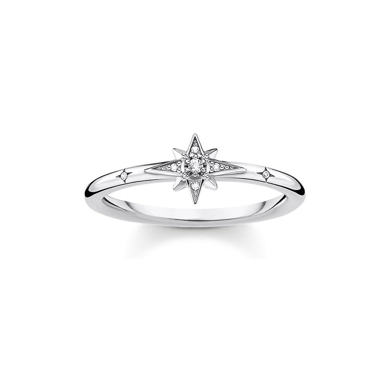 Thomas Sabo Ring aus 925er Silber mit Zirkonia, Sternform.