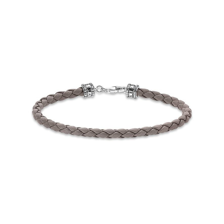 2. Chance - Thomas Sabo Armband A2011-682-5-L19, Unisex, 925er Silber, Leder, grau, Größe: 19