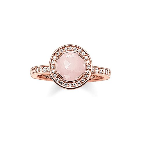 Thomas Sabo Ring aus 925er Silber mit Rosenquarz und weißen Zirkonia.