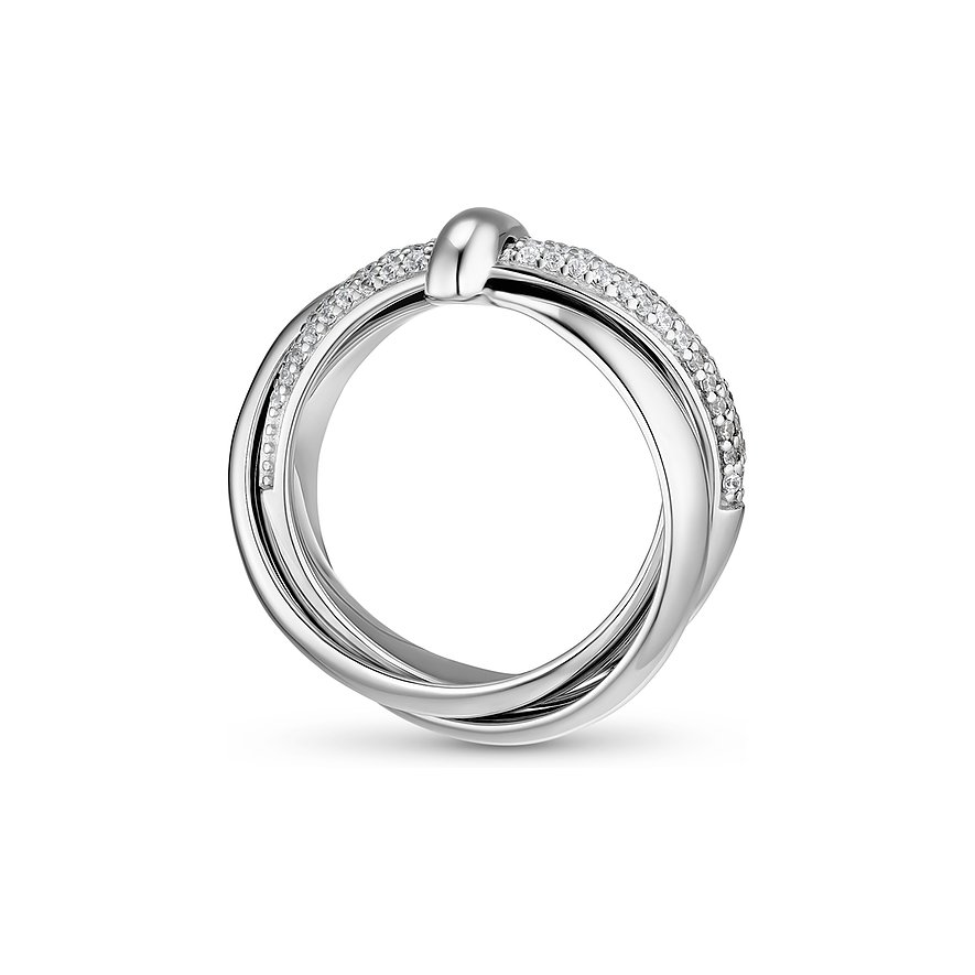 JETTE Ring aus 925er Silber mit Zirkonia besetzter Oberfläche.