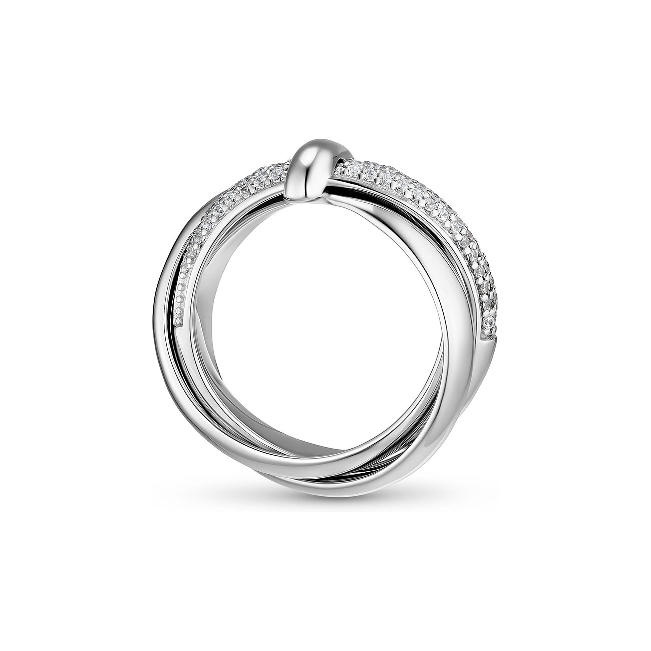 JETTE Ring aus 925er Silber mit Zirkonia besetzter Oberfläche.