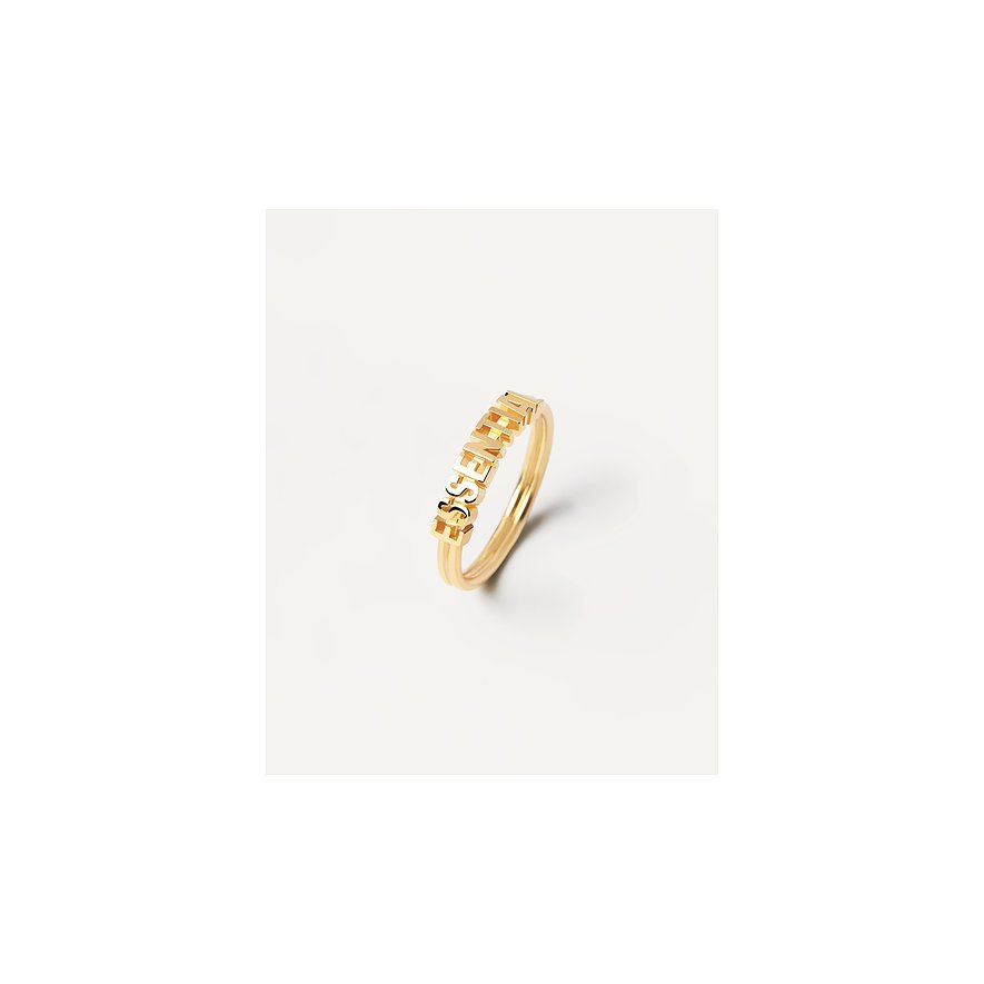 PdPaola Ring aus 925er Silber mit Schriftzug.