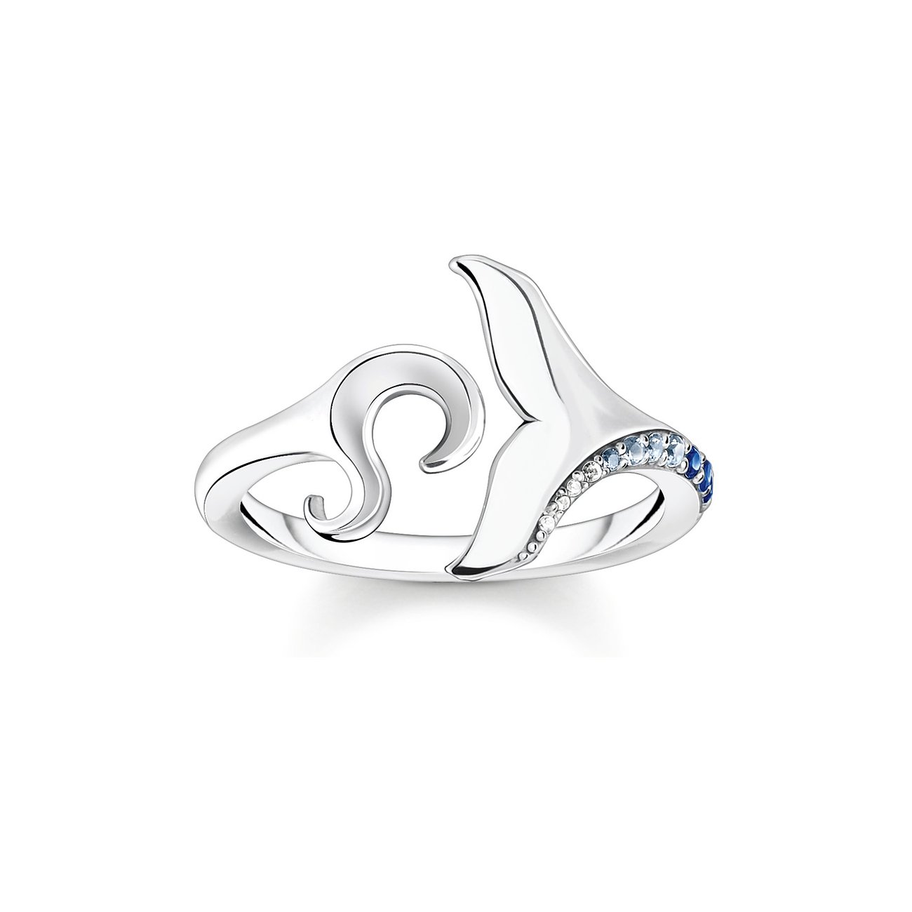 Thomas Sabo Ring aus 925er Silber mit blauen Spinellen.