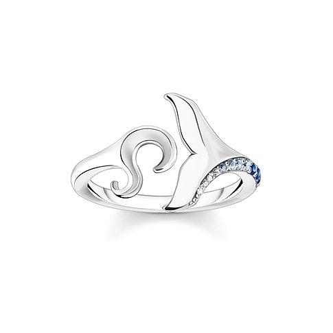 Thomas Sabo Ring aus 925er Silber mit blauen Spinellen.