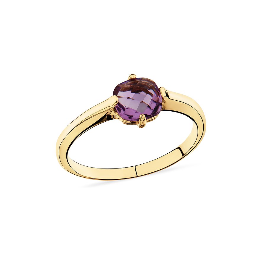 CHRIST Ring aus 375 Gelbgold mit facettiertem Amethyst.