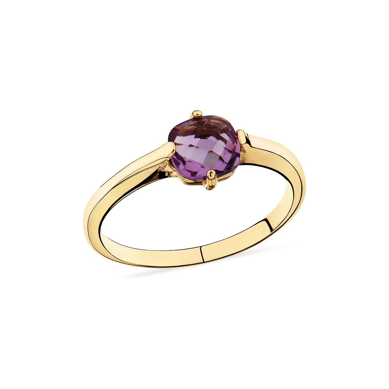 CHRIST Ring aus 375 Gelbgold mit facettiertem Amethyst.