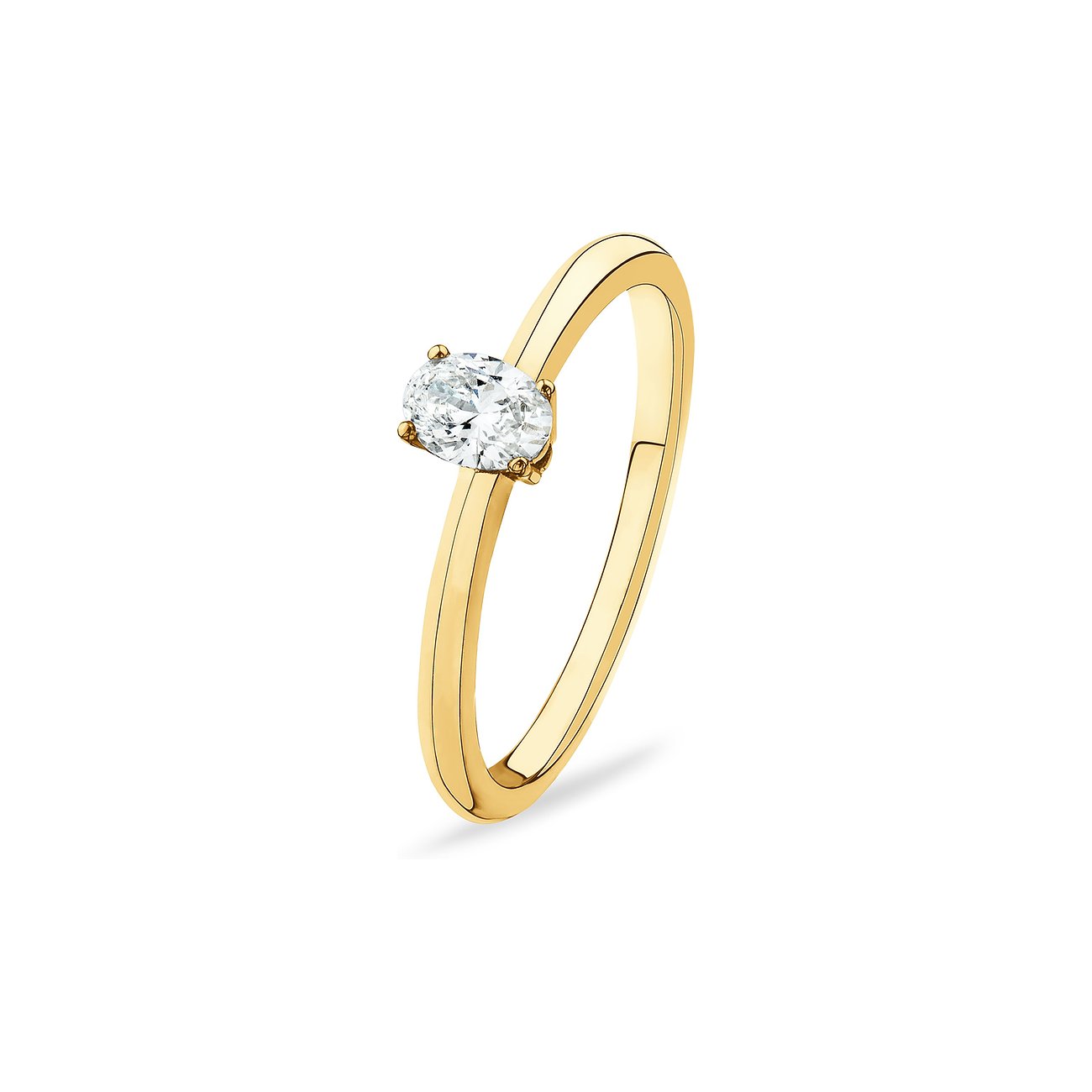 CHRIST Gelbgold 585 Ring mit einem ovalen Diamanten in einer Zargenfassung, schimmernd auf glattem Band.