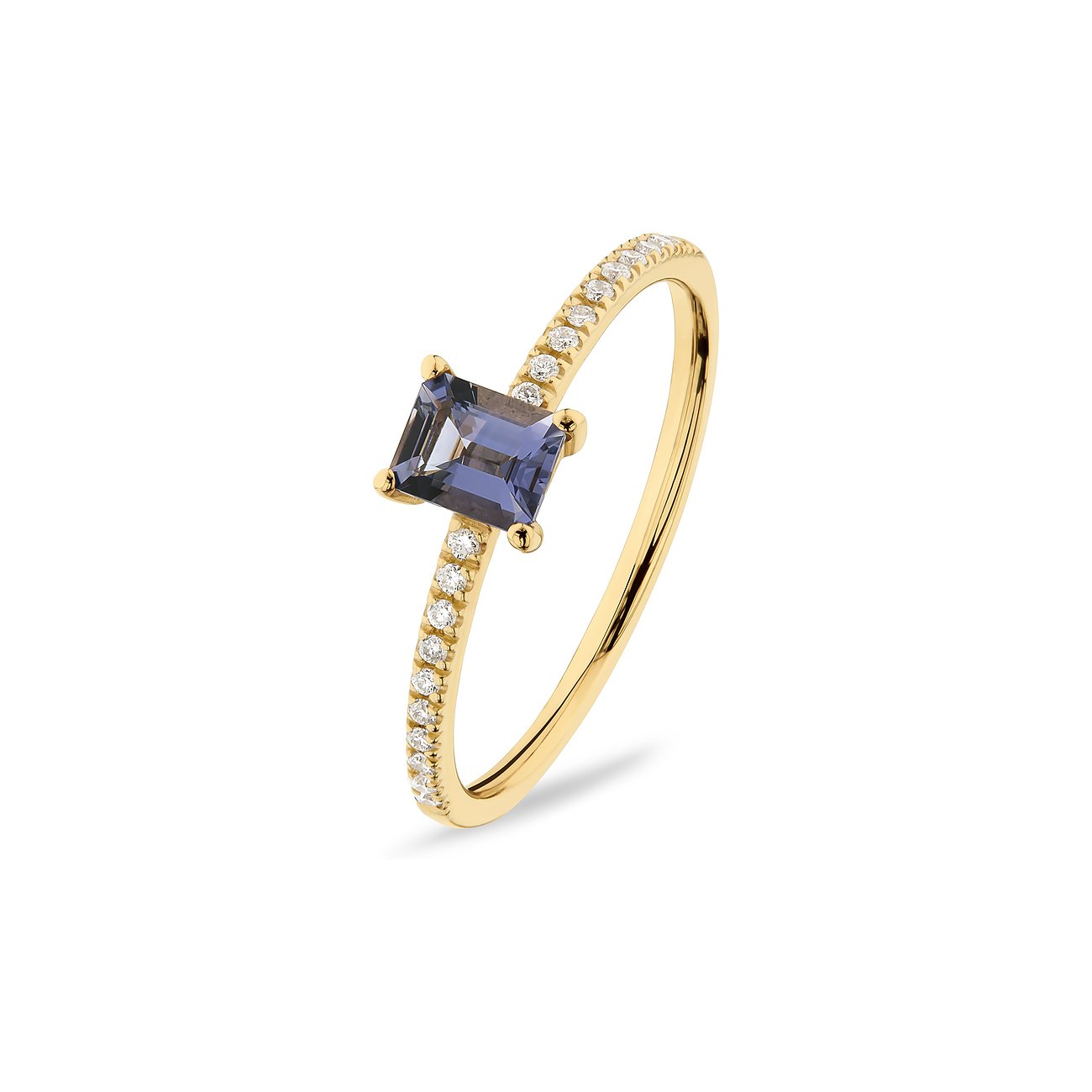 CHRIST Ring aus 585 Gelbgold mit Iolith und weißen Zirkonia.