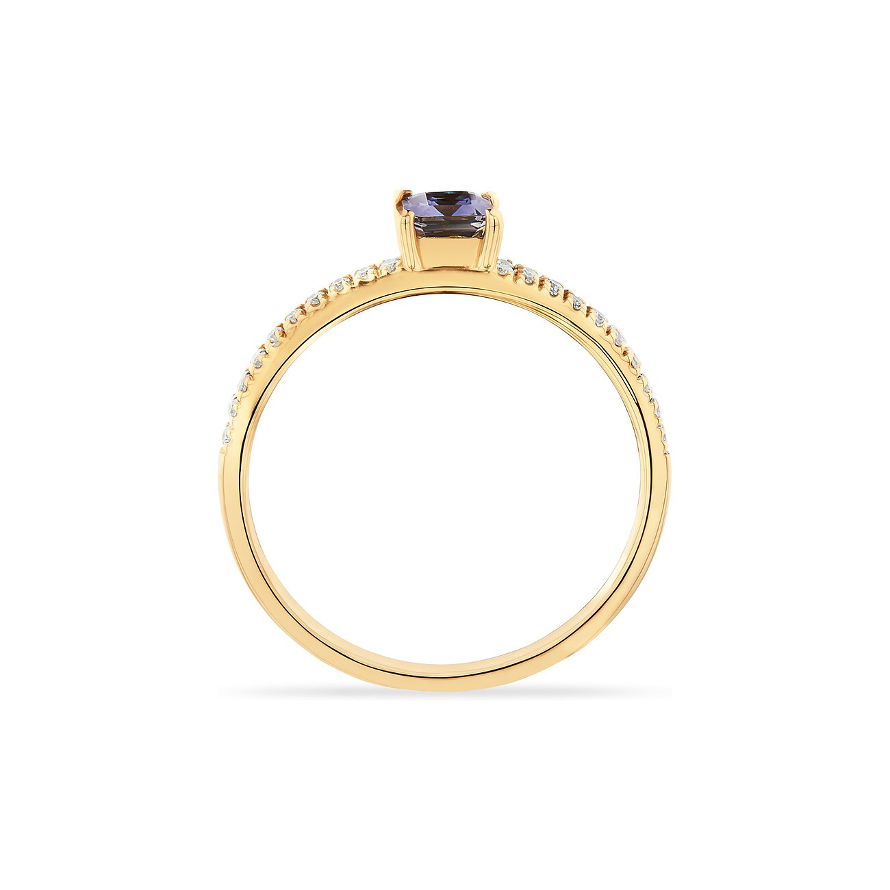 CHRIST Ring aus 585 Gelbgold mit Iolith und weißen Steinen.