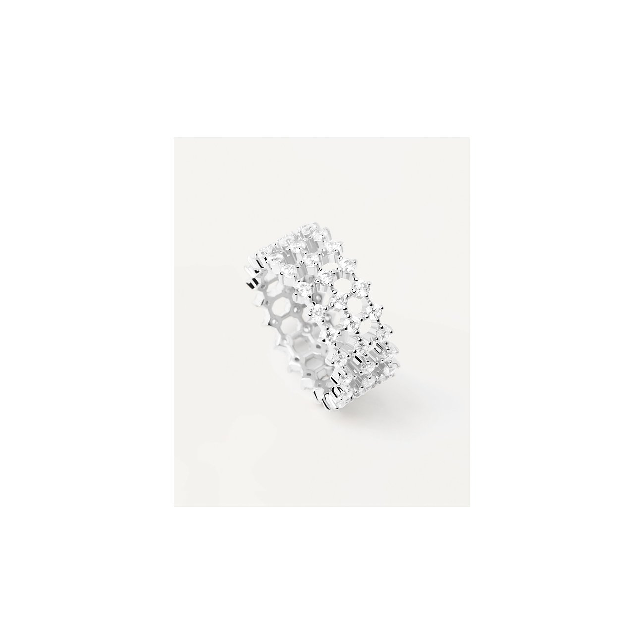 PdPaola Ring aus 925er Silber mit Zirkonia im Wabenmuster.