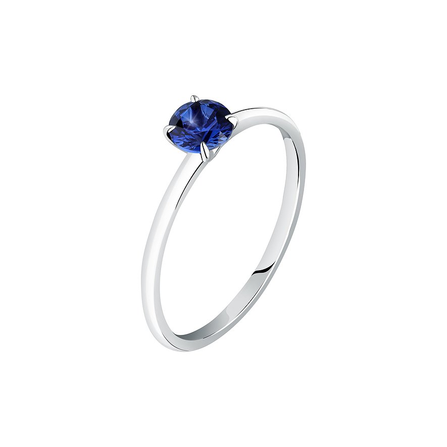 Live Diamond Ring aus 375 Weißgold mit Saphir.