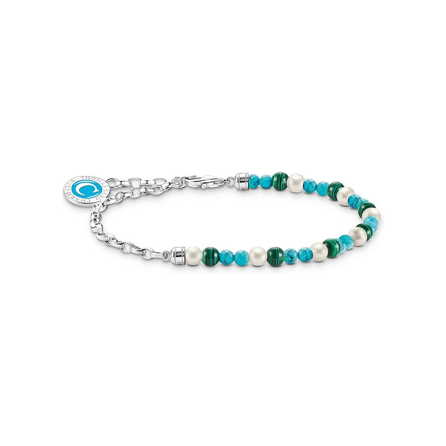 2. Chance - Thomas Sabo Armband A2130-158-7-L15V, Süßwasserperle, Damen, 925er Silber, Emaille, mehrfarbig, Größe: 15