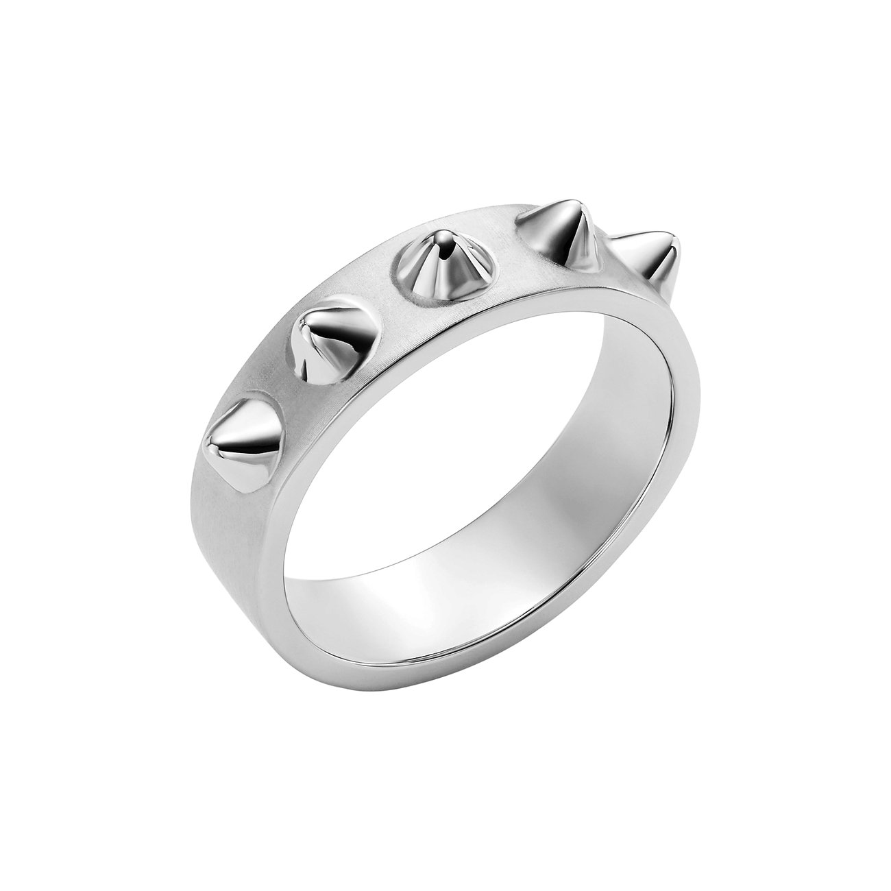 Diesel Ring aus mattem Edelstahl mit polierten Nieten.