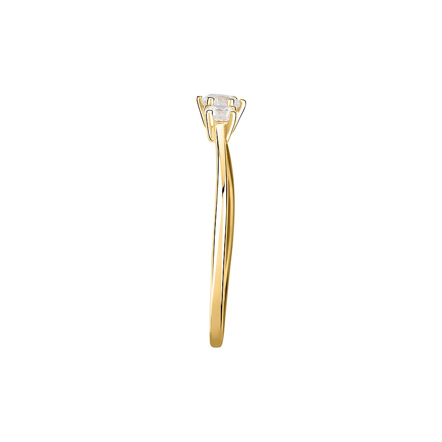 Live Diamond Ring aus Gelbgold mit einem runden Diamanten in einem vierzackigen Krappenfassung.