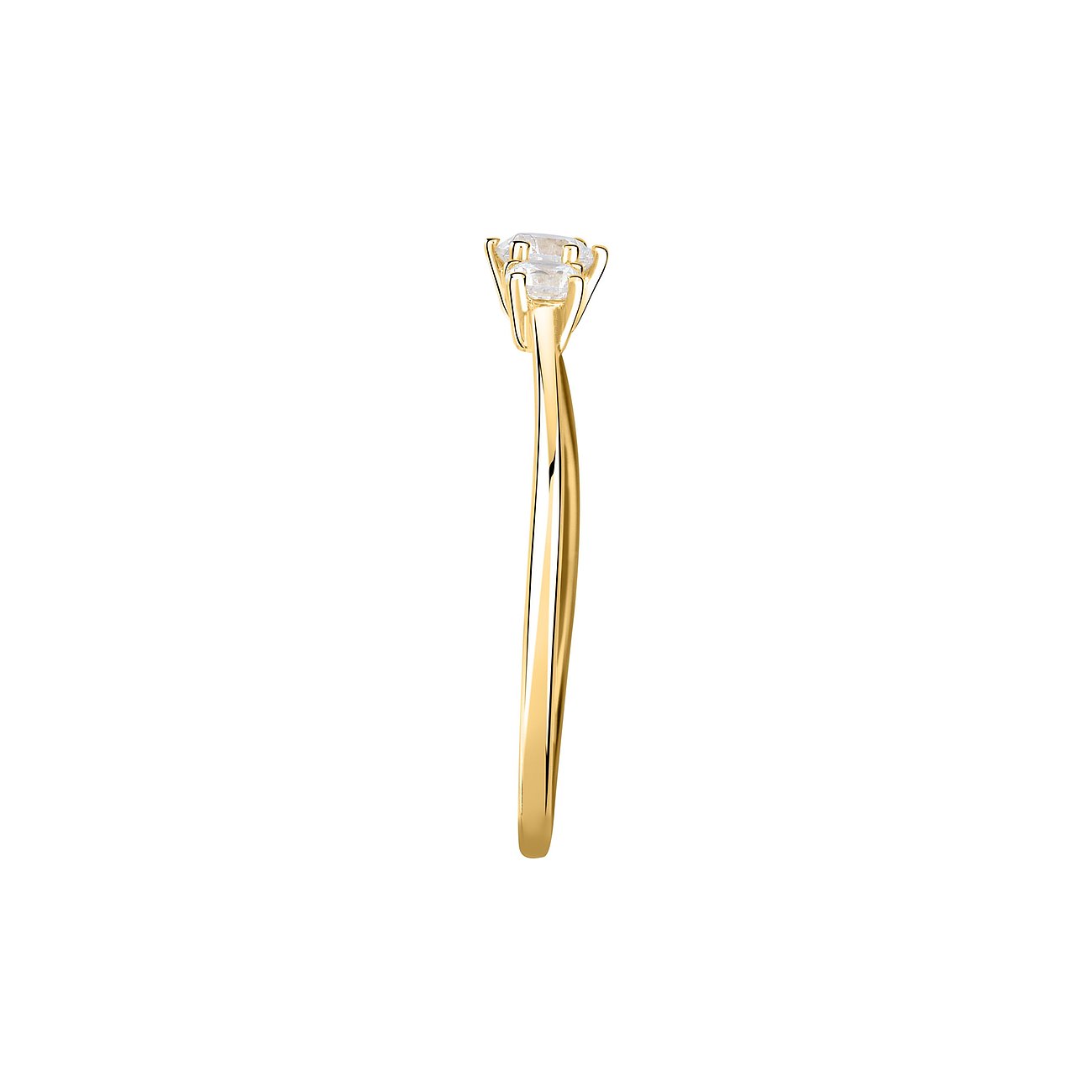Live Diamond Ring aus Gelbgold mit einem runden Diamanten in einem vierzackigen Krappenfassung.