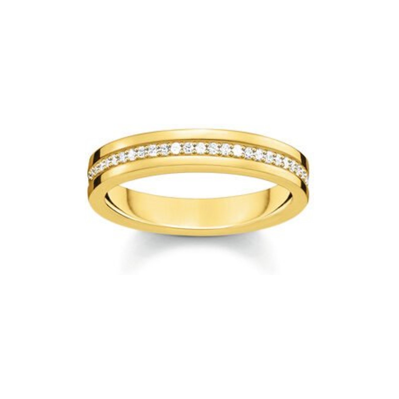 Thomas Sabo Ring aus vergoldetem 925er Silber mit einer Reihe funkelnder Zirkonia-Steine.